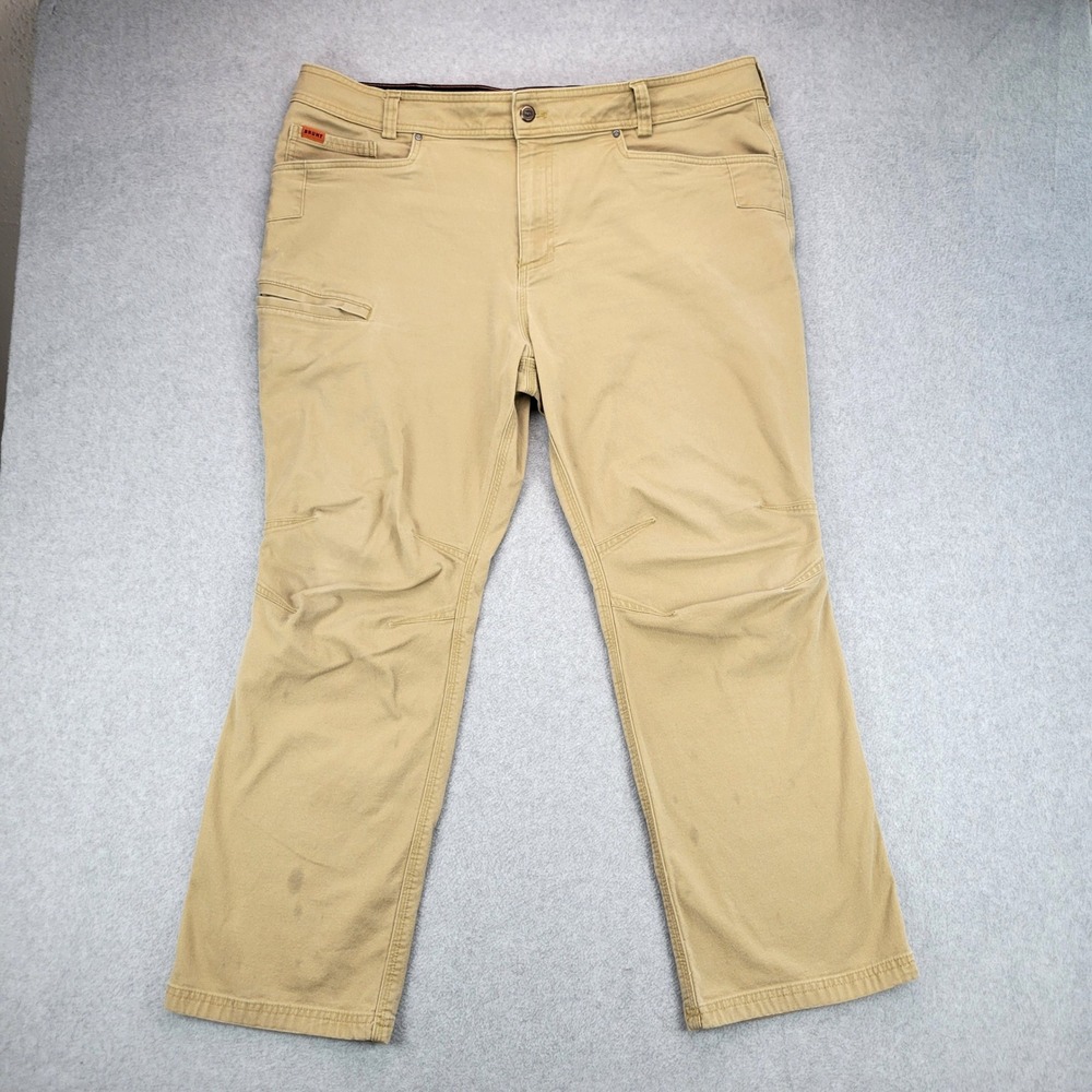 BRUNT Work Pants Mens Fit 40x28 Tan Utility Canvas Side Zip Pocket Rugged